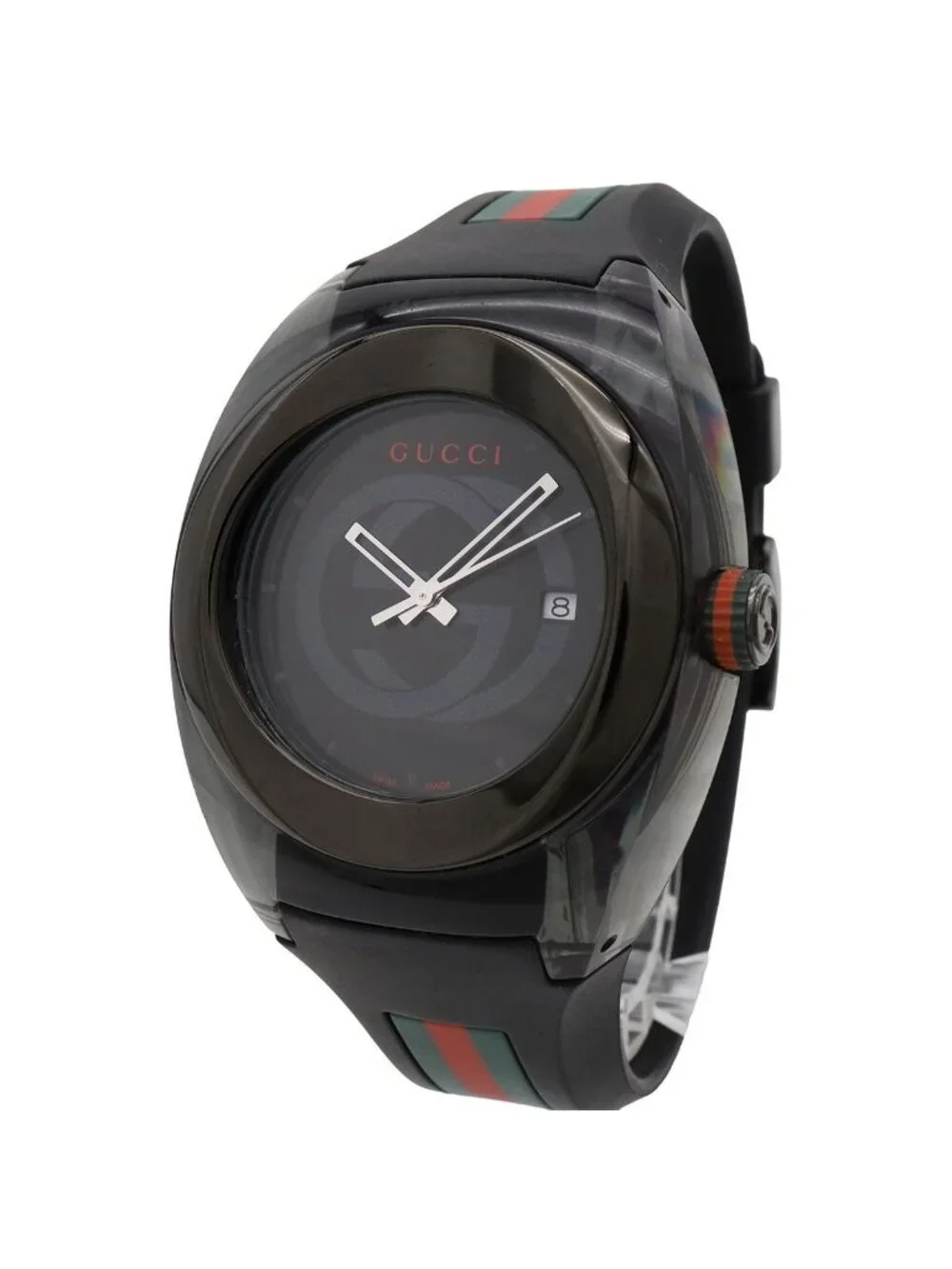 Gucci Sink Interlocking G Sherry Gray Dial SS Rubber Quartz Watch 137.1